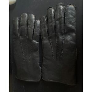 Men's VTG  Genuine Leather Gloves Shearling Lined Black Large 10-10½ Winter